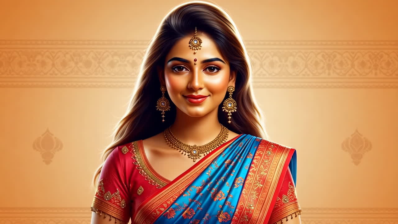 Portrait of a beautiful Indian woman in traditional attire