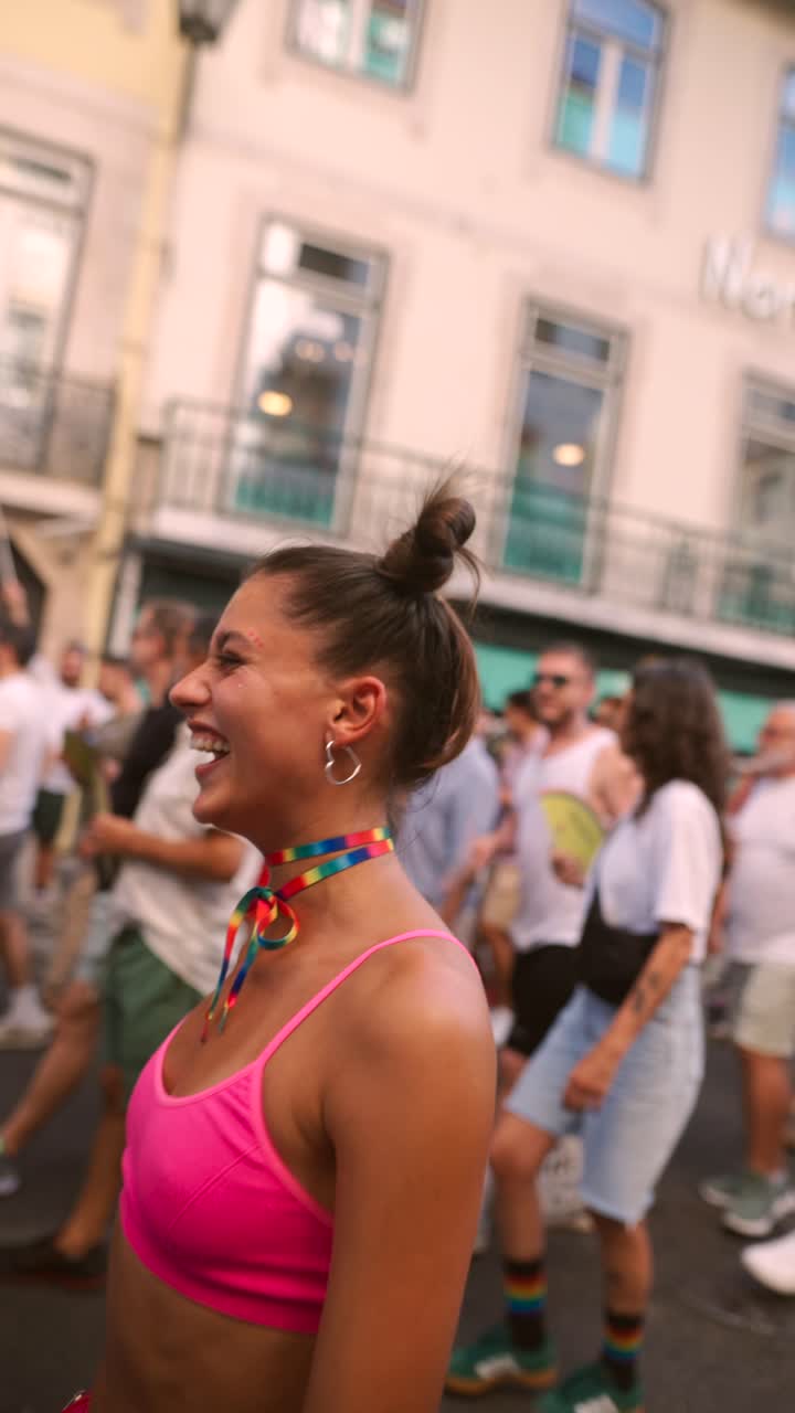 Joyful woman at a Pride Parade