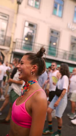joyful woman at a pride parade