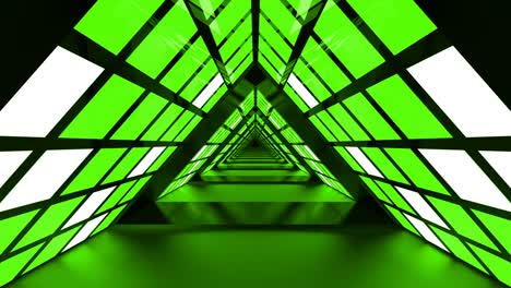 green neon triangle abstract loop tunnel