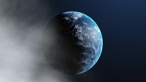 animation of cloud of smoke over spinning planet earth