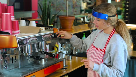 barista preparing coffee in a cafe