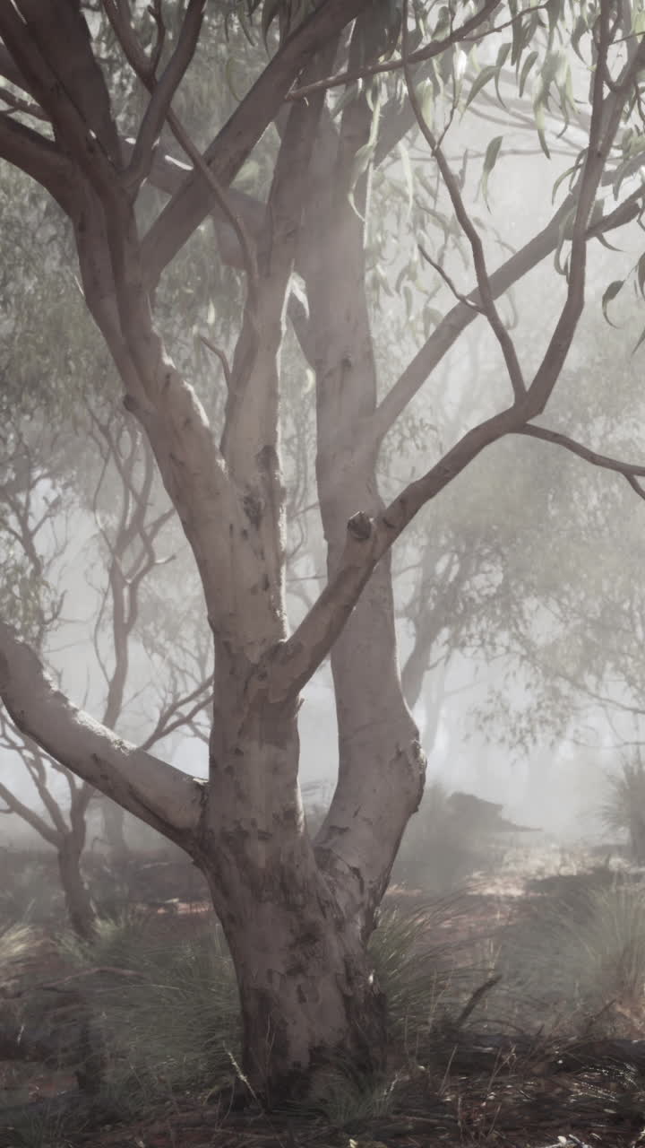 빛이 비치는 안개 숲
