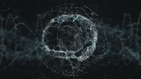 animation of network of connections over human brain on dark background
