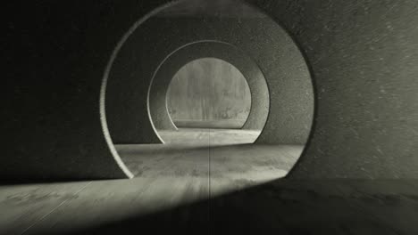 endless flight in a gray concrete tunnel. the movement of the camera in a circle. seamless loop abstract animation