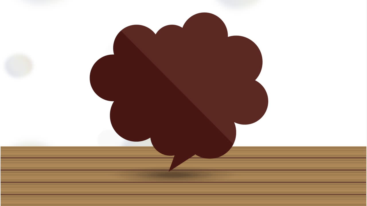 Dark Brown Speech Bubble on Wooden Table
