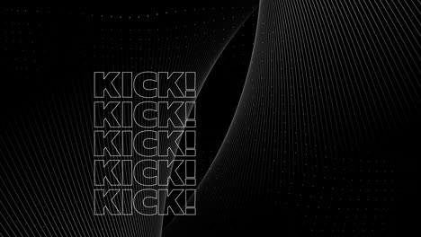 Animation of kick text over moving white grid