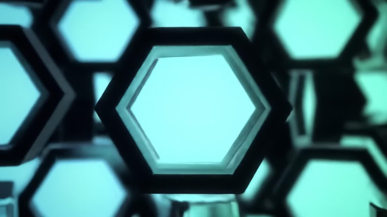 Exploring a Geometric Hexagonal Structure with Luminous Highlights that Create a Striking Visual Contrast and Invite Further Examination of its Intricate Design