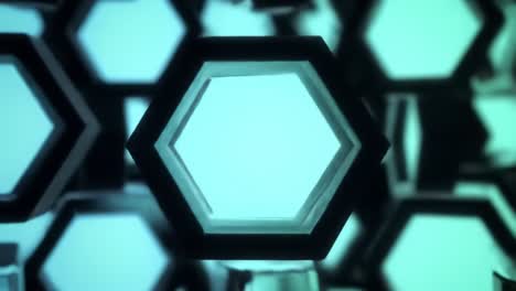 exploring a geometric hexagonal structure with luminous highlights that create a striking visual contrast and invite further examination of its intricate design