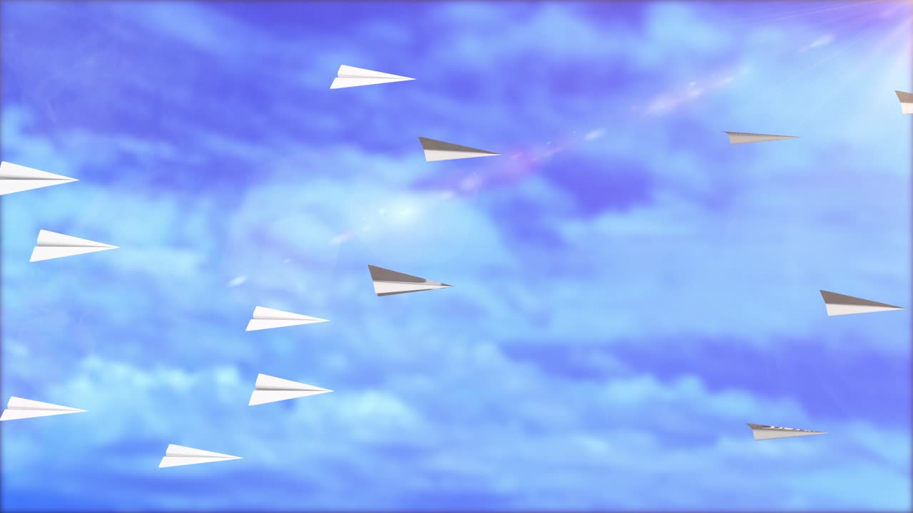 종이 비행기 비행 루프 애니메이션