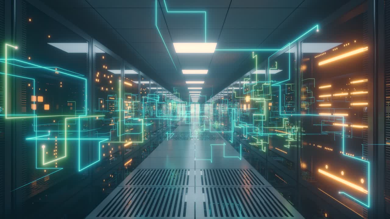 visualización futurista del centro de datos