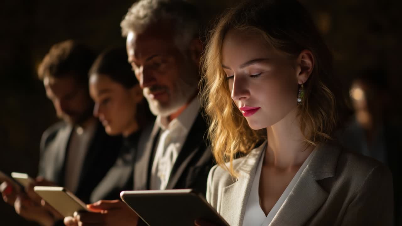 Business team using tablets at a meeting
