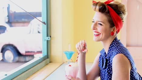 woman having milkshake 4k