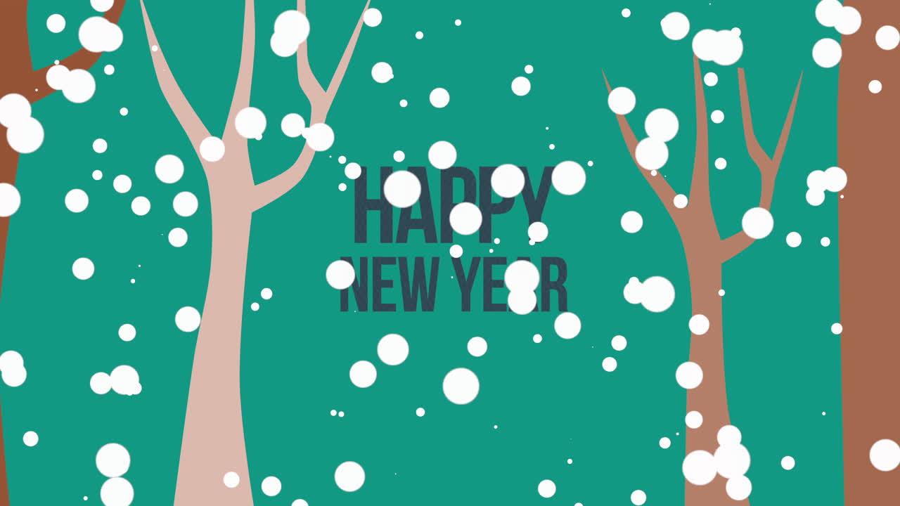 숲에서 가을 눈과 함께 새해 복 많이 받으세요