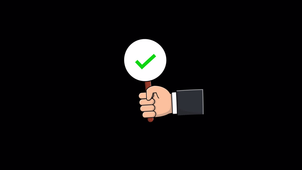Animated Hand Holding a Sign with a Green Checkmark