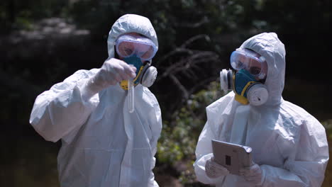 environmental researchers testing water samples