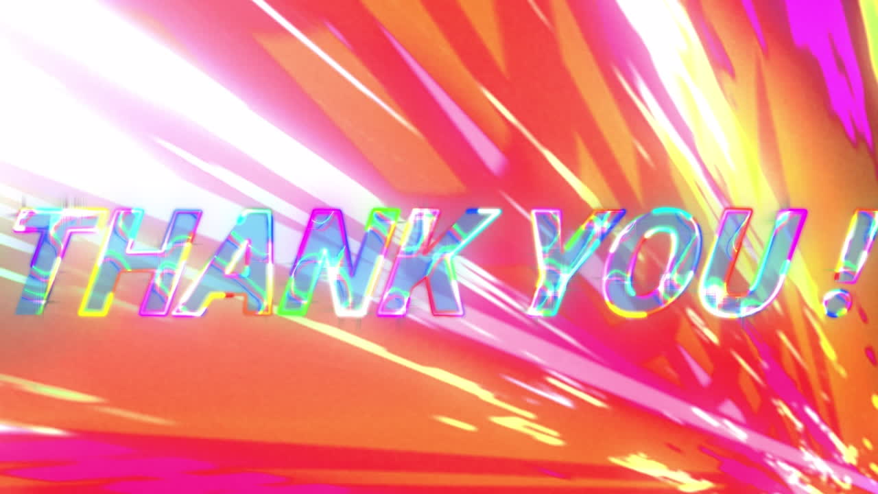 다채로운 배경에 감사 텍스트의 애니메이션