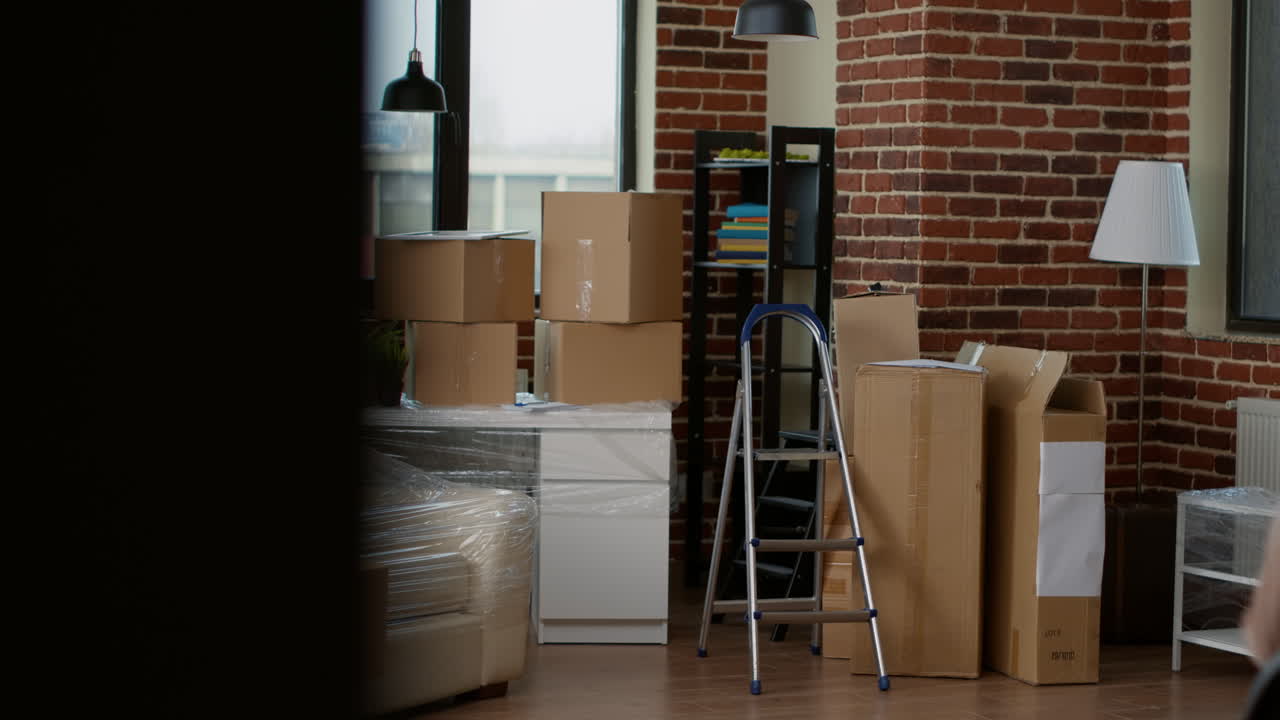 Husband and wife enjoying moving in new real estate property