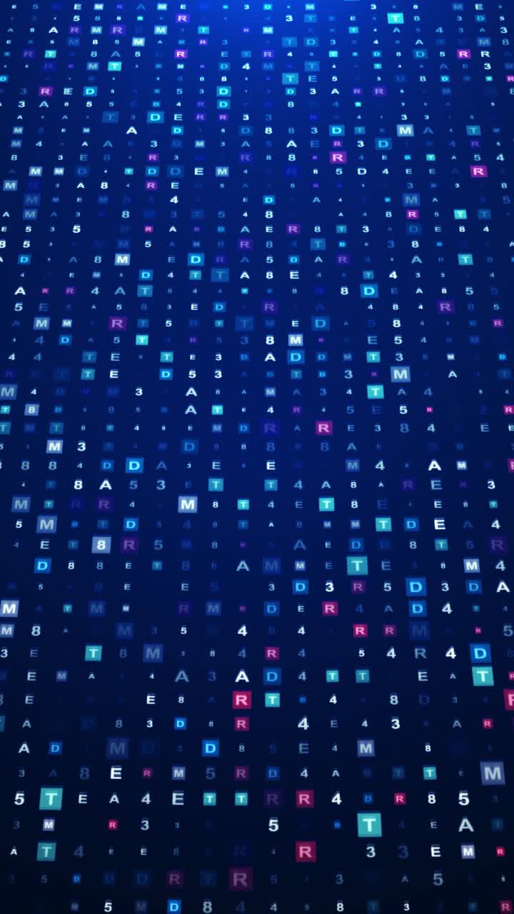 Digital data network animation depicting binary code data processing digits lines ai big data fusion