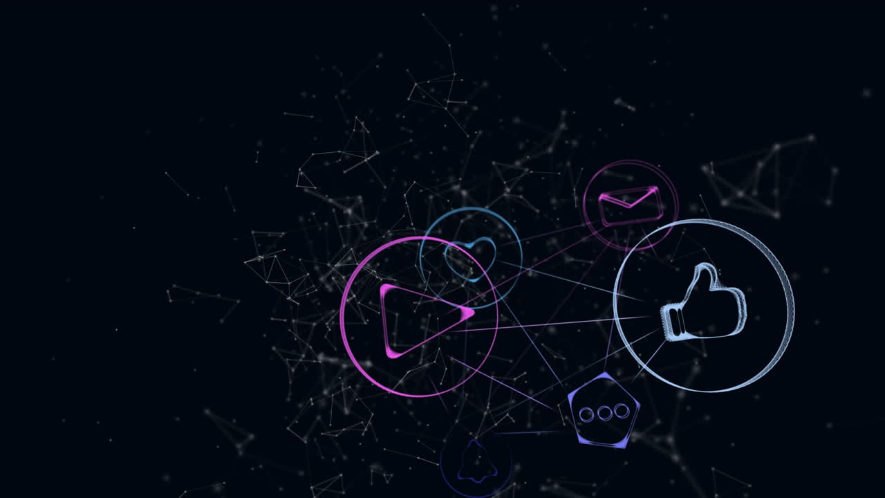 web de iconos de conexiones contra un fondo negro