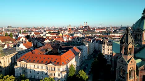 Panorama-Vista-Aérea-Munich-Centro-Amanecer