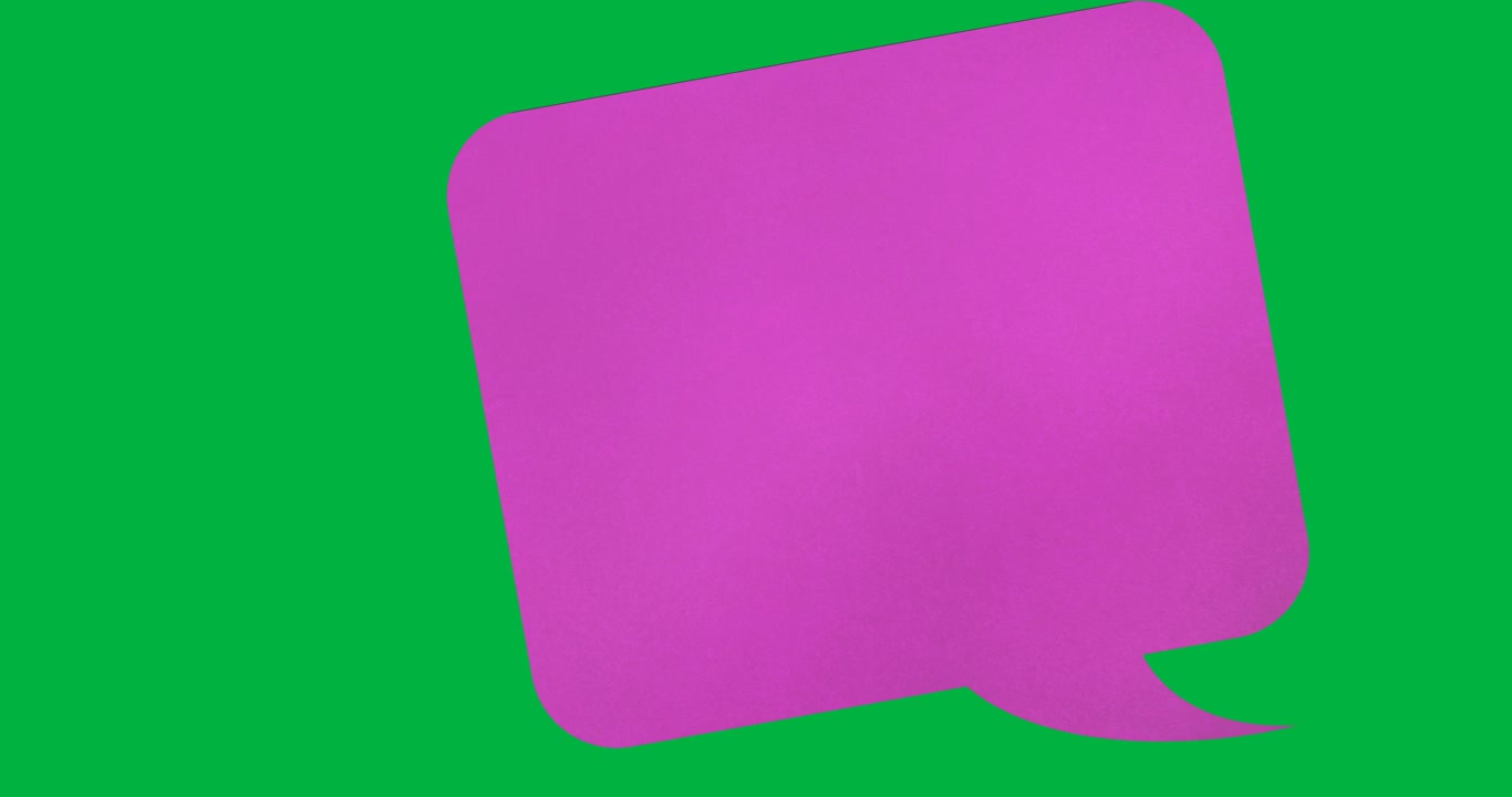 Digital animation of pink blank speech bubble with copy space against black background