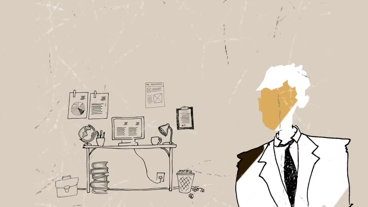 작업실에 있는 한 남자의 디지털 복합화