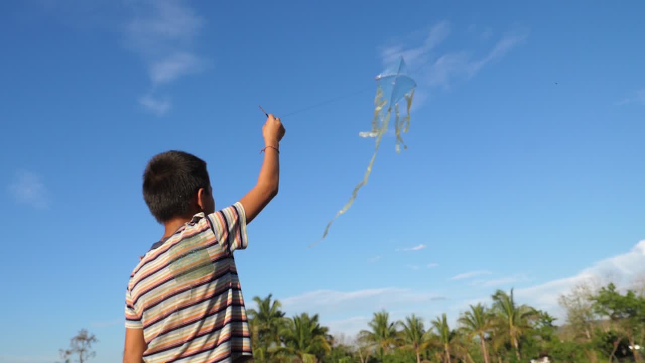 A Child Flying a Kite on a Sunny Day