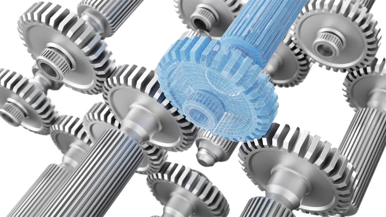 기어와 함께 산업용 비디오 배경 3d 애니메이션