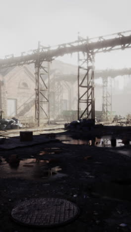 abandoned factory in the fog