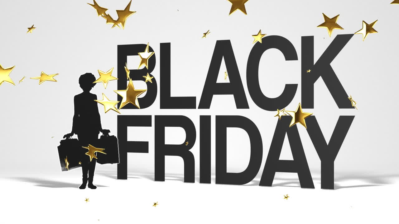 Animation of stars falling over black friday text