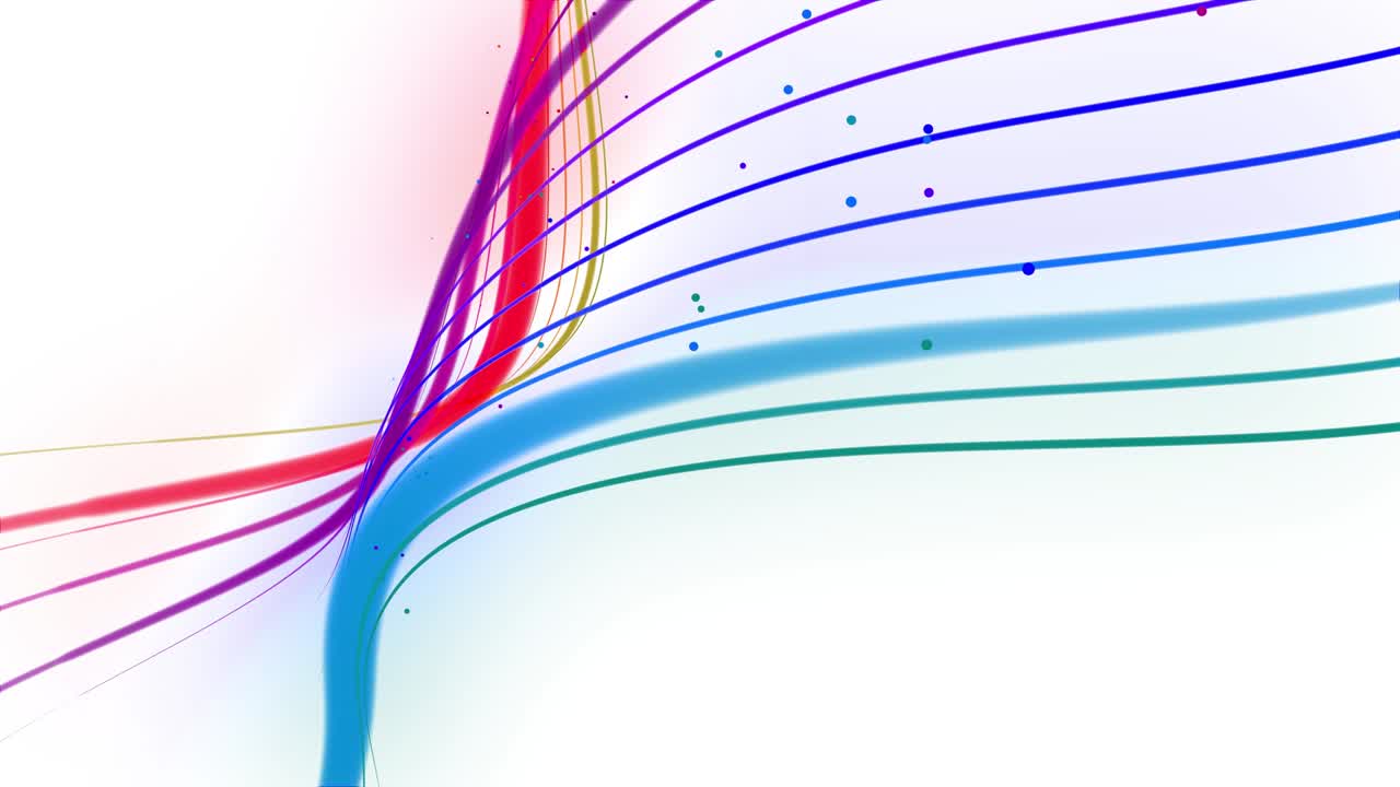 líneas onduladas multicolores o cinta de hermosas rayas vuelan en el aire, suavemente oscilación y onda en fondo blanco. 3d abstracto bucleado fondo creativo 4k con luma mate.