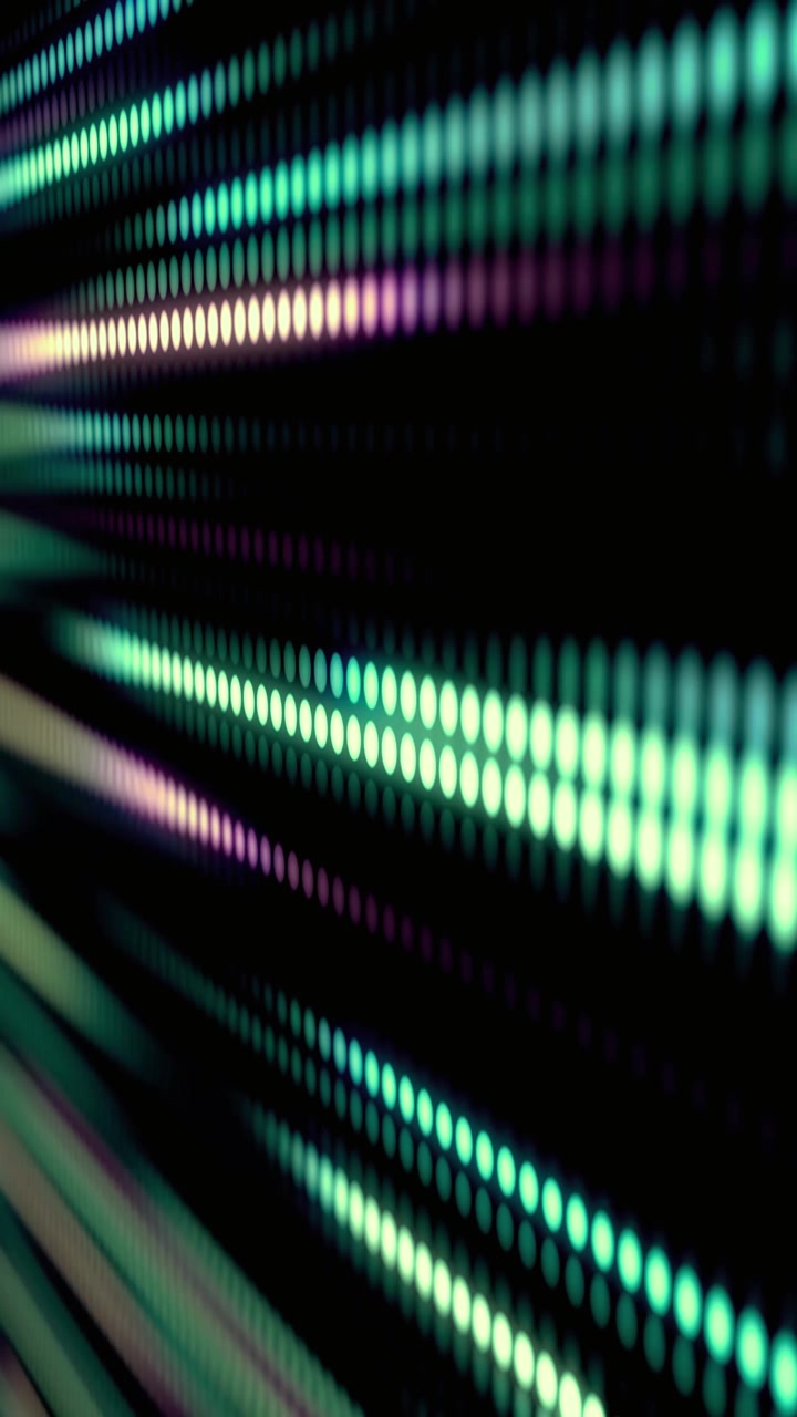 Sfondo astratto di punti LED verdi e viola luminosi