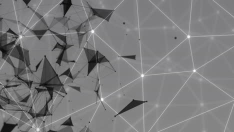 animation of network of connections with shapes on gray background
