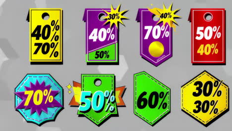 collection of colorful discount price tags and sale labels