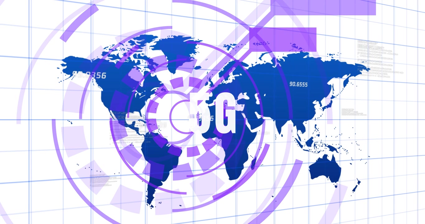 Digitalt 5G-nettverkstilkoblingskonsept med verdenskart