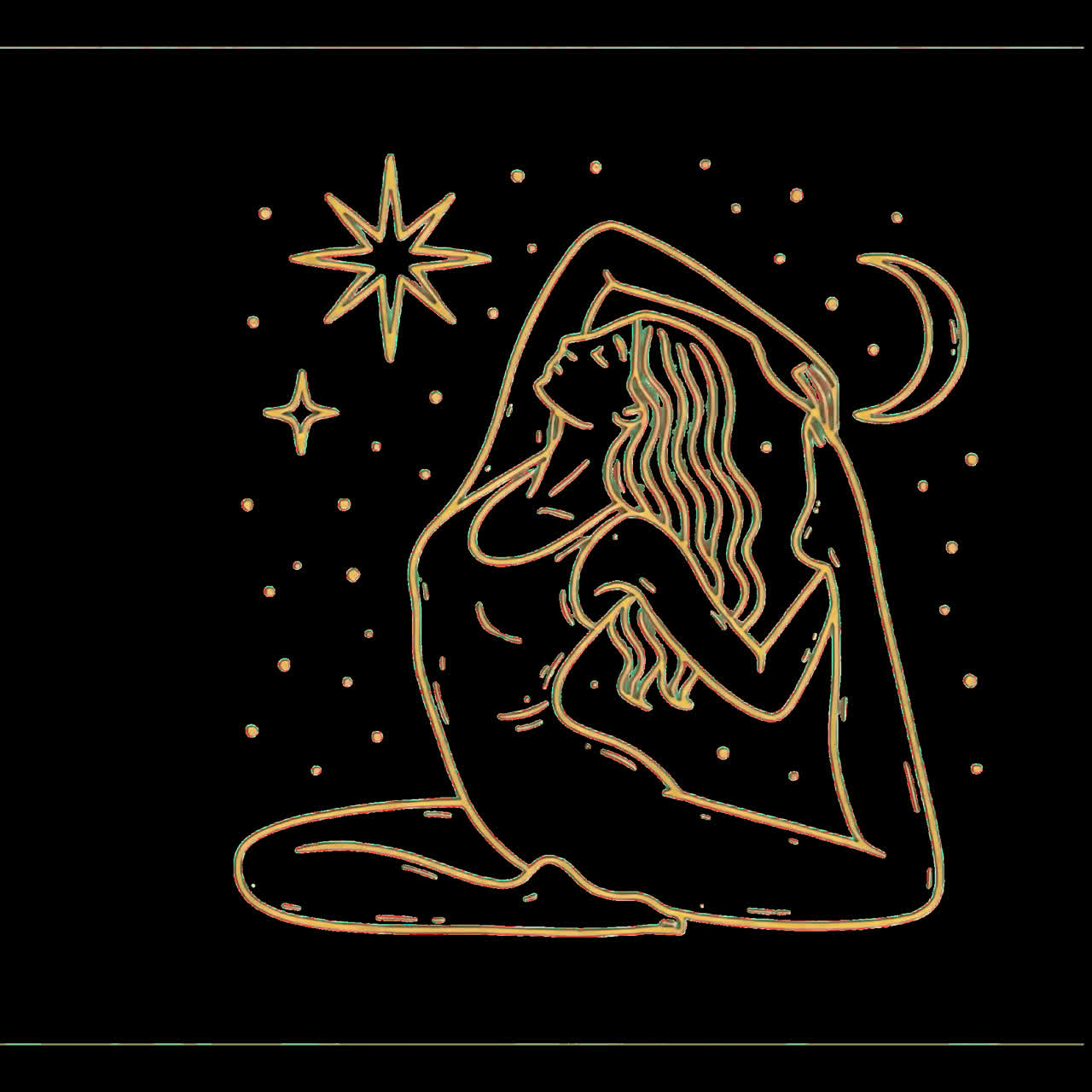 Risorsa animata di un'elegante illustrazione di una posizione yoga isolata, video 4K trasparente, canale alfa, ProRes