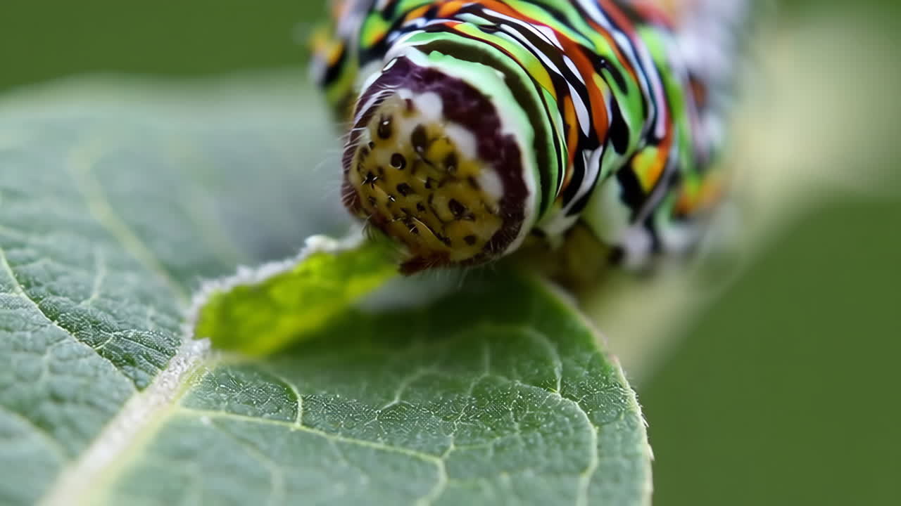 Close-up of a Caterpillar on a Leaf