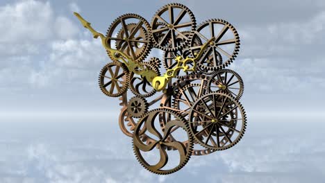 clockwork, the movement of time and the sky. 3d rendering.