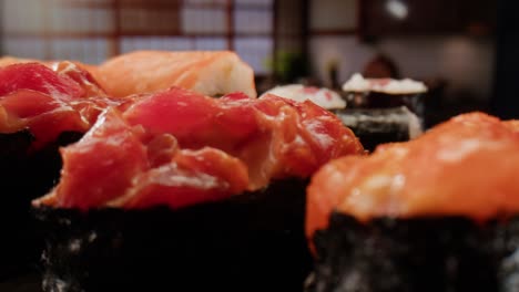 close-up of assorted sushi