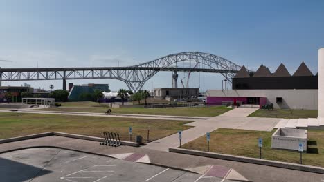 Aerial-approach-of-Corpus-Christi-bridge-in-Texas