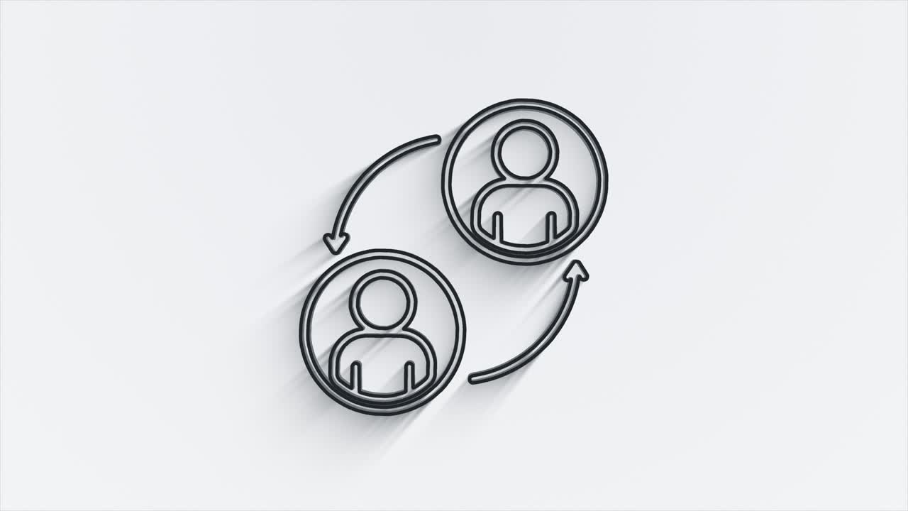 diseño de icono de sombra de línea de medios sociales aislado en fondo blanco. icono web de esquema. gráficos en movimiento.