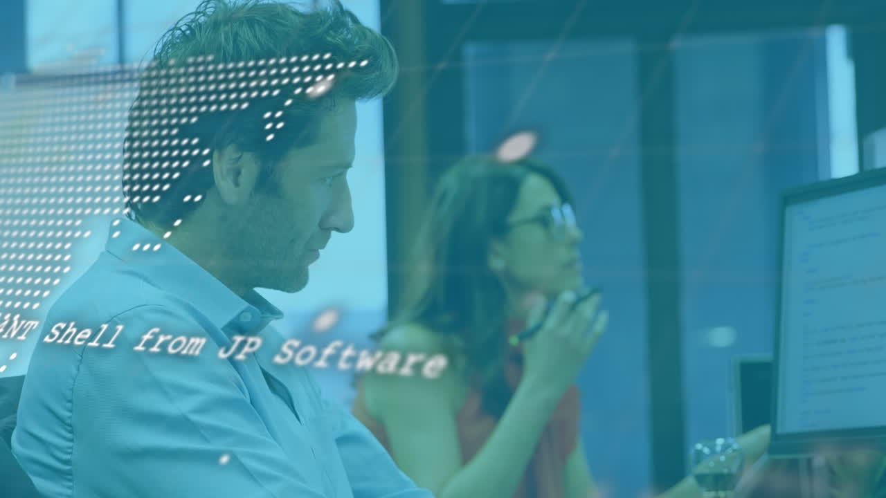 animación de datos en línea sobre diversas personas de negocios