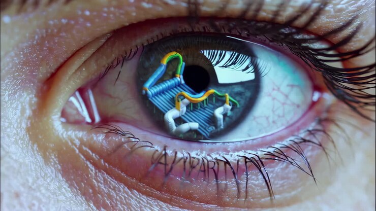 Eye Reflection of a Fun Inflatable Water Park