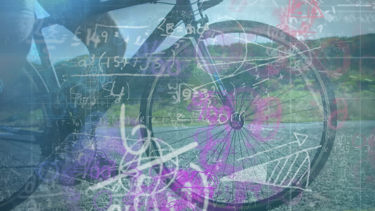 математические уравнения и диаграммы против человека велосипедного движения