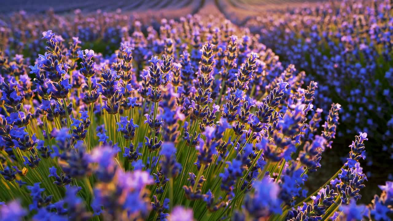 Tramonto su un vibrante campo di lavanda
