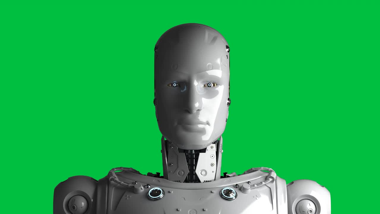 robot sullo schermo verde