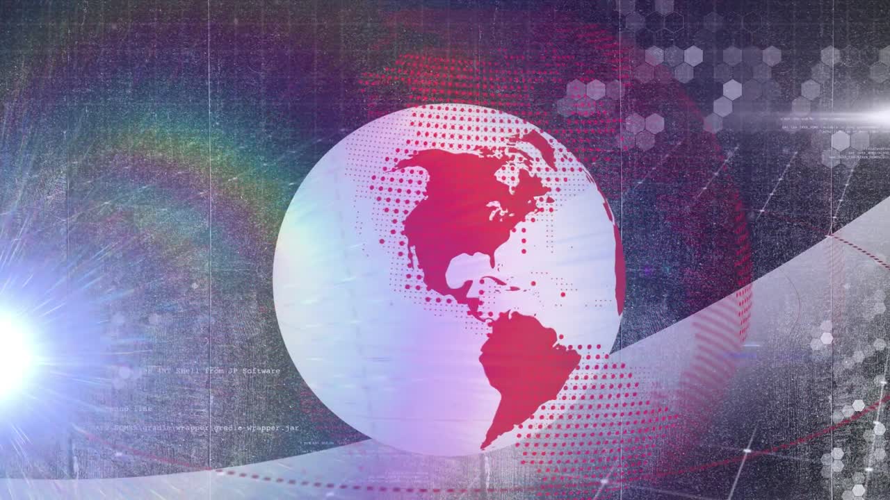 animación del globo y los rastros de luz sobre fondo negro