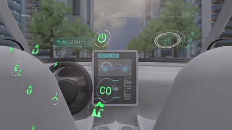 animation of data processing over car and cityscape