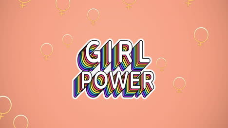 animación del texto del poder de la niña, sobre el símbolo femenino